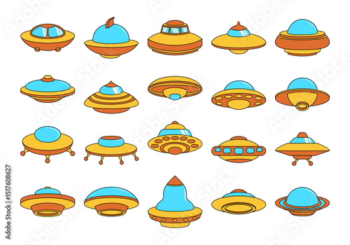 Retro Alien Spaceship Element