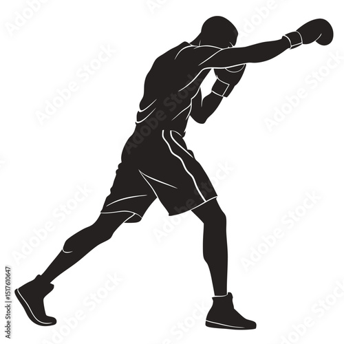 vector a boxer stand with pose vector silhouette