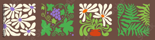 Retro wavy floral pattern with classic elements