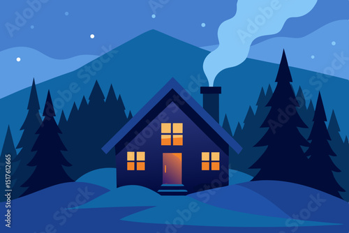 Wallpaper Mural cozy alpine cabin nestled in a snow covered forest  Torontodigital.ca