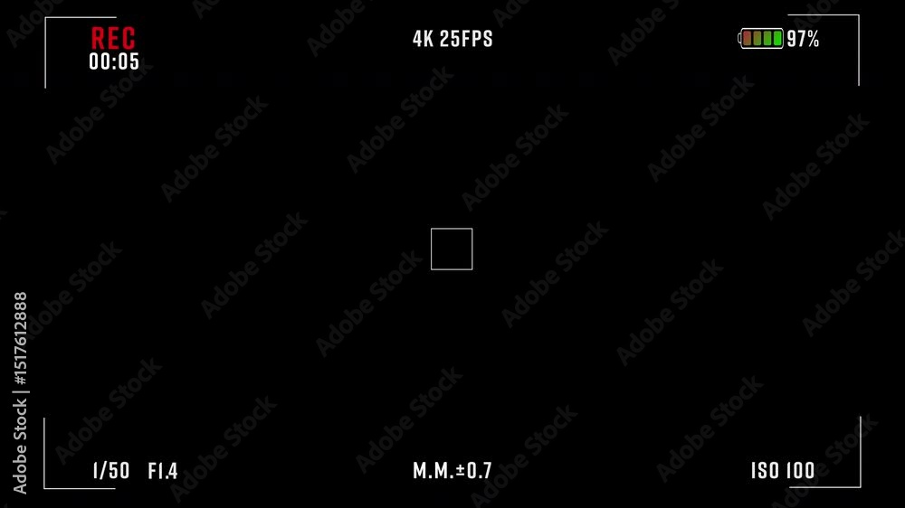 Digital Camera Screen Recording Overlay in Ultra HD 4K with On-Screen Visuals Only Focus Grid, Timer, Battery and Record Icon Digital Camera Screen Recording Overlay in Ultra HD 4K with On-Screen Visuals Only Focus Grid, Timer, Battery and Record Icon