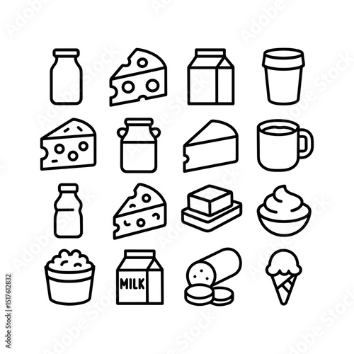 Minimalist Outline Dairy Food Product Line Art Symbol Illustration Icon