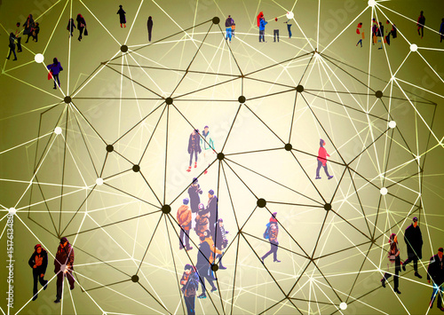 Abstract illustration of people interconnected in a digital network