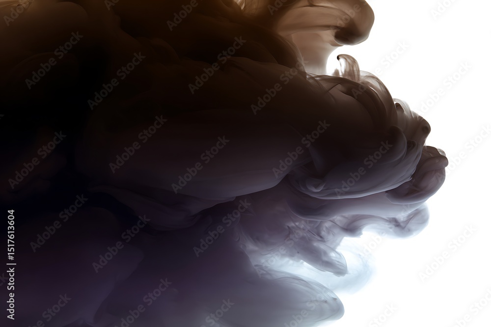 Obraz premium Ink cloud swirling into light background