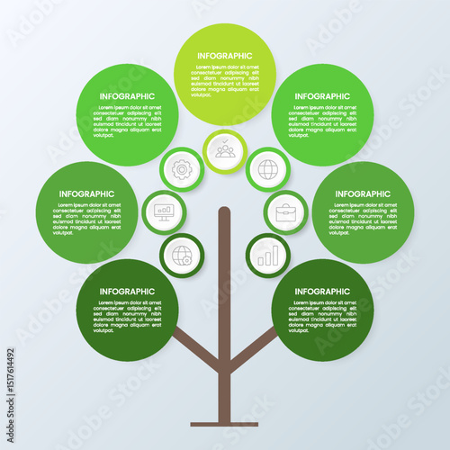 7 Branches Tree Presentation Infographic Template
