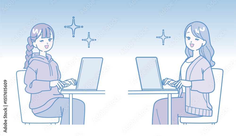 パソコン作業をしている女性 パソコン作業をしている女性