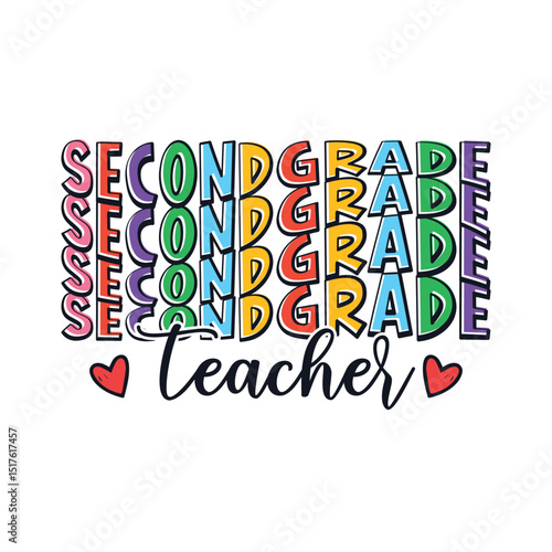 Second grade teacher life kindergarten school days, colorful preschool kid's life sayings