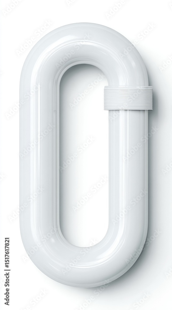 Fototapeta premium A digitally rendered image shows a white, ovular, plastic object resembling the number zero.