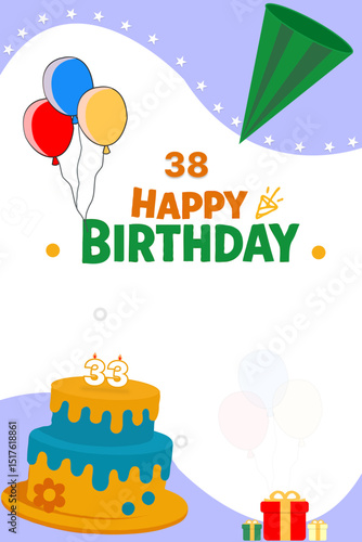 birthday cake. 38 birthday poster with cake	
