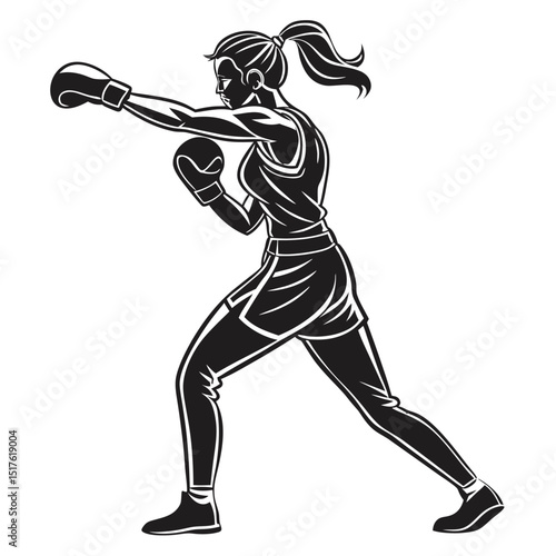 vector a boxer stand with pose vector silhouette