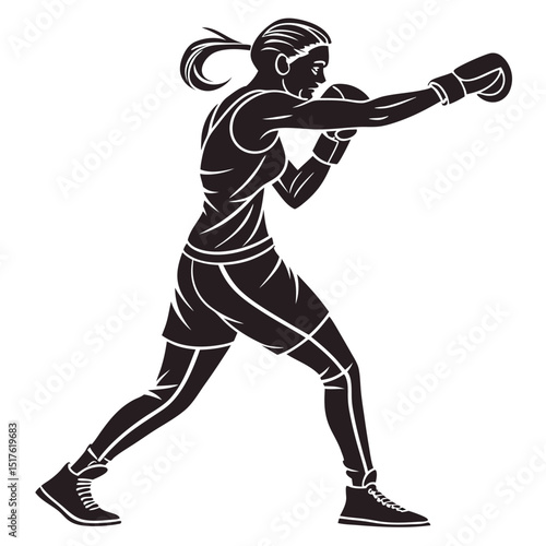 vector a boxer stand with pose vector silhouette