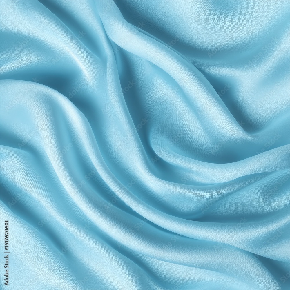 Obraz premium Soft, flowing light blue fabric with gentle curves and folds, creating a smooth, elegant texture