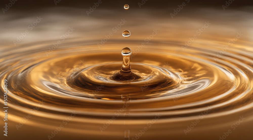 Golden liquid drop impacting a rippled surface Golden liquid drop impacting a rippled surface