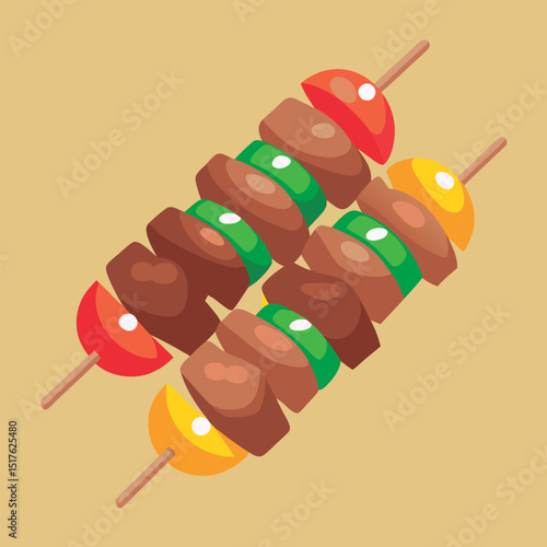 Delicious skewers of meat and vegetables.