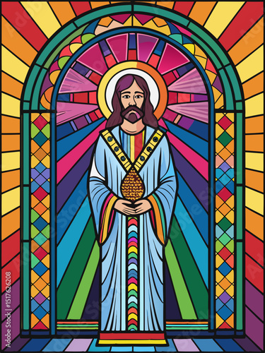 Jesus , Stained Glass Style, Full body , window temple	
sun, stained glass style, full body, window temple, glass, window, stained, church, stained glass, religion, cathedral, art, saint, religious, c