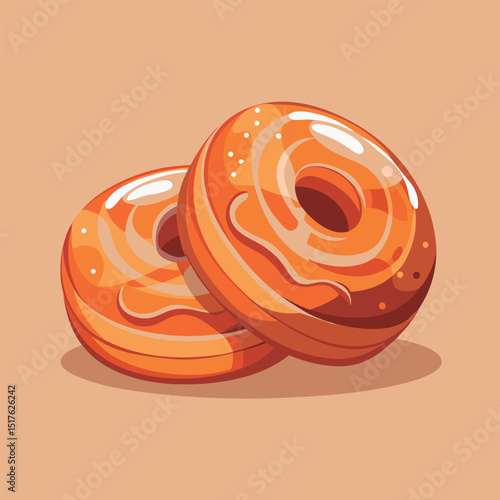 Delicious glazed donuts stacked high.