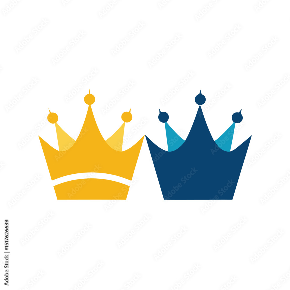 Minimalist King and Queen Crowns Side by Side Minimalist King and Queen Crowns Side by Side