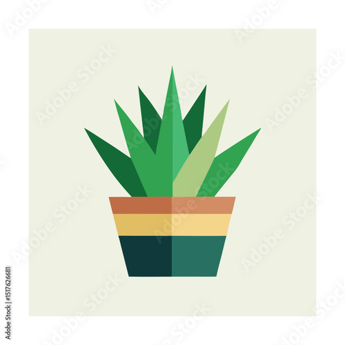 Aloe Vera in Geometric Pot Flat Design