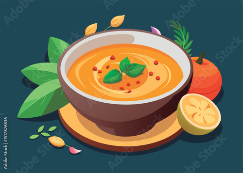 Autumn Harvest Soup in a Bowl.