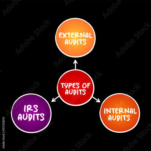 Types of Audits - important part of a customer-supplier partnership, mind map concept for presentations and reports