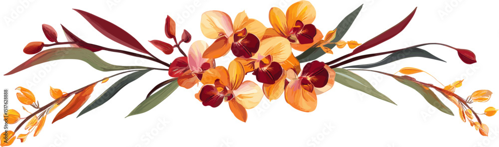 Orchid flower arrangement with grass. Vector design illustration for Decoration Orchid flower arrangement with grass. Vector design illustration for Decoration