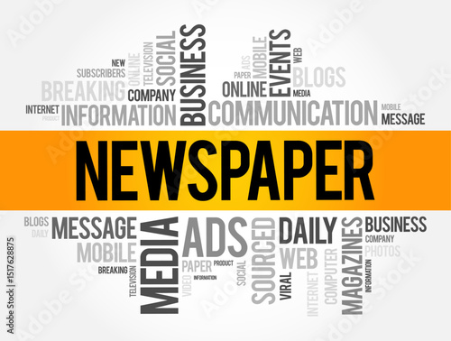 Newspaper word cloud collage, business concept background