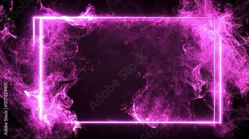 Neon pink frame animation with rising smoke