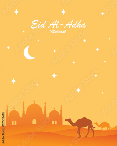 Eid Al-Adha Mubarak - Desert Silhouette Scene 3