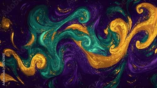 Purple, Gold, and Green Mardi Gras Background – Festive Generative AI Abstract Pattern for Celebration Design