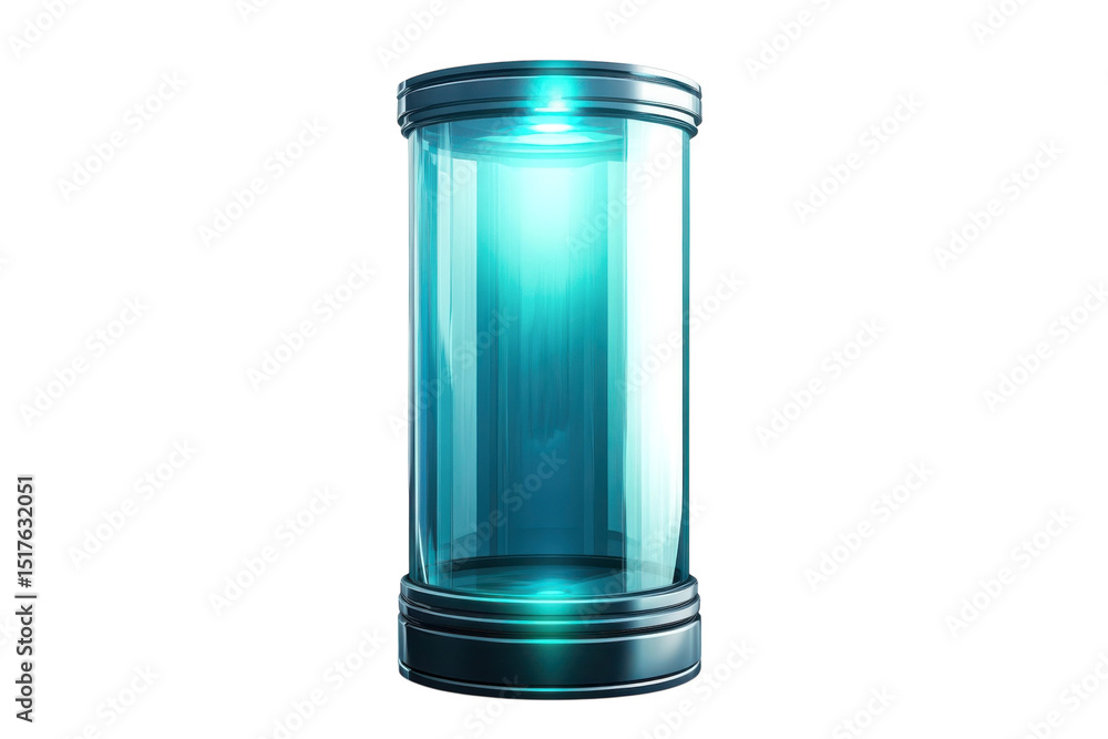 Sci fi Container Technology Futuristic Design Crystal Tube Glass on transparent background Sci fi Container Technology Futuristic Design Crystal Tube Glass on transparent background