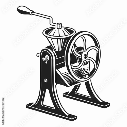 vector illustration of an old fashioned metal grinder