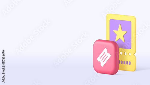 Ticket flyer coupon voucher event festival invitation copy space banner template. Cinema comedy concert film party pass show museum circus entry tag badge place admit