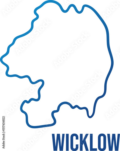Wicklow,Leinster province of Ireland county abstract simplified map. Blue gradient smooth vector shape.