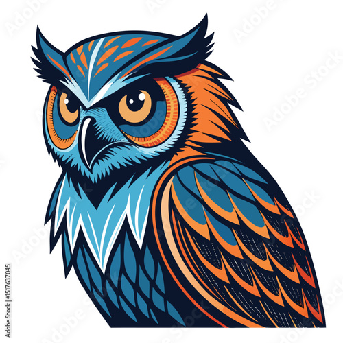 Generate a striking image of a digital owl, its feathers composed of flowing data streams, glowing infrared eyes piercing the darkness.