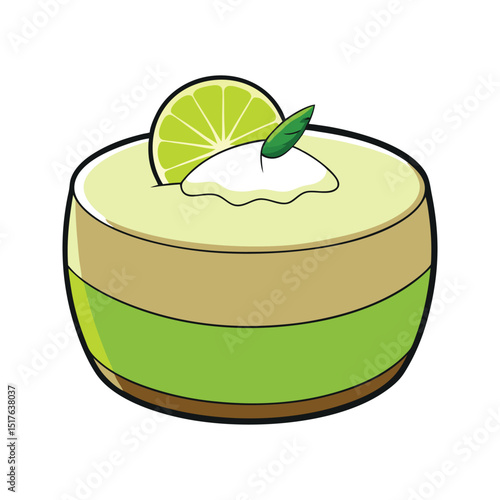 Delicious and fresh lime cheesecake dessert with cream and a zesty lime slice on top