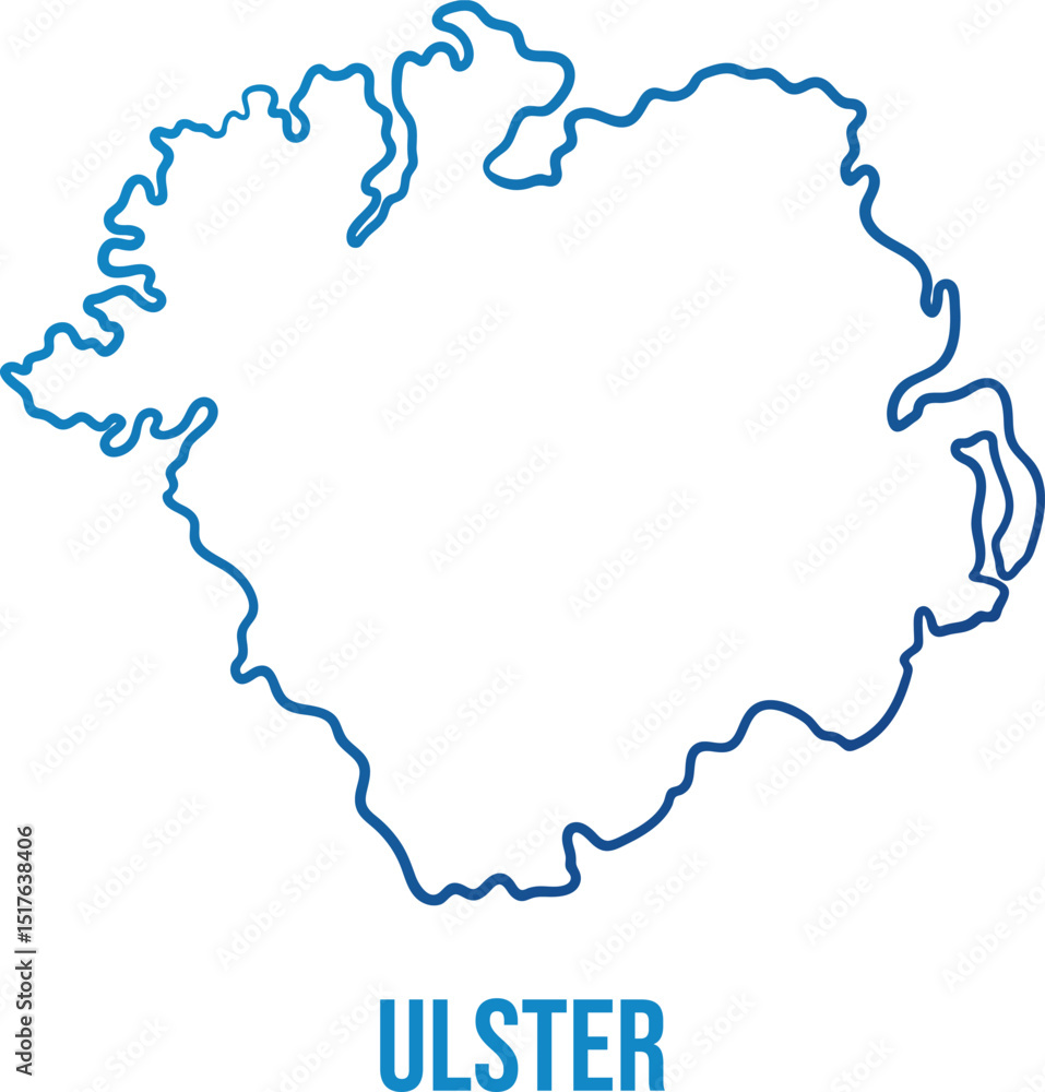 Ulster province of Ireland blue gradient linear simplified map Ulster province of Ireland blue gradient linear simplified map