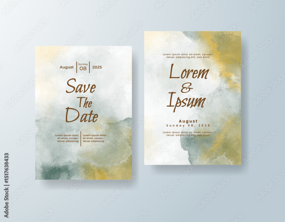 Fototapeta premium Wedding invitation with abstract watercolor background