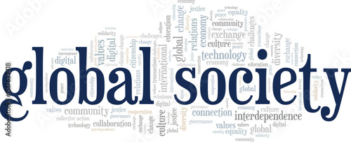 Global Society word cloud conceptual design isolated on white background.