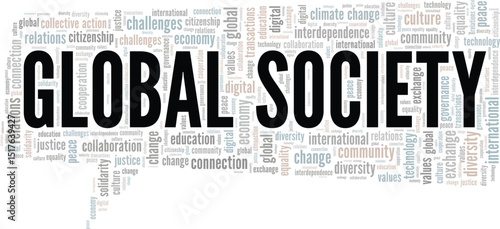 Global Society word cloud conceptual design isolated on white background.