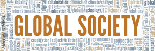 Global Society word cloud conceptual design isolated on white background.