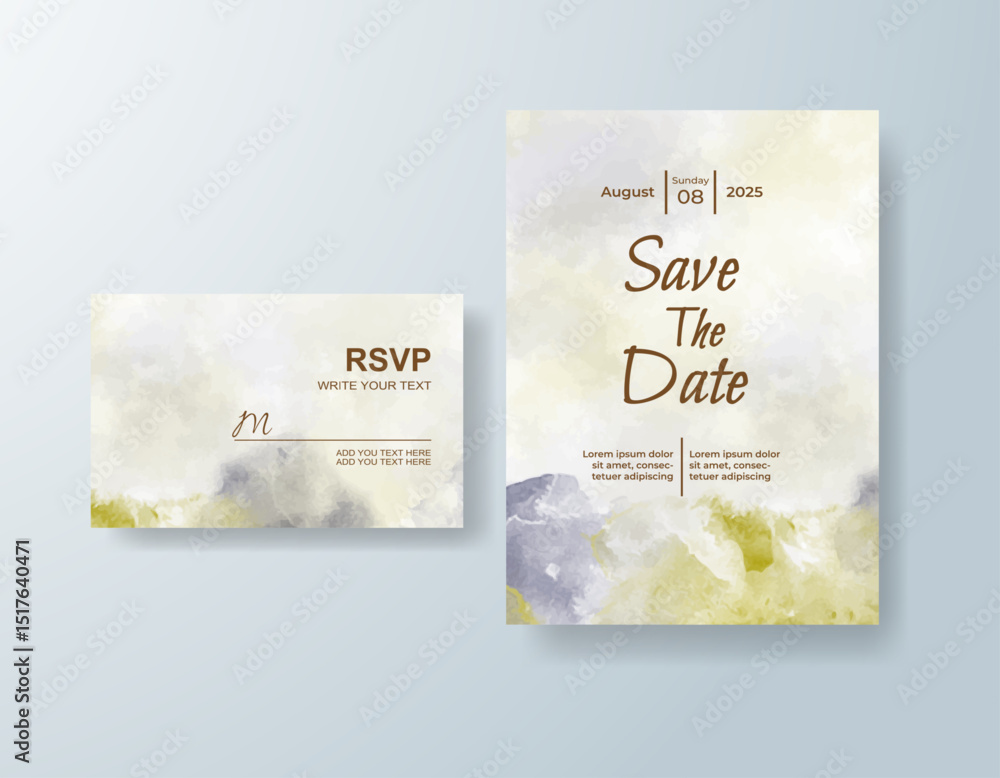 Wedding invitation with abstract watercolor background Wedding invitation with abstract watercolor background