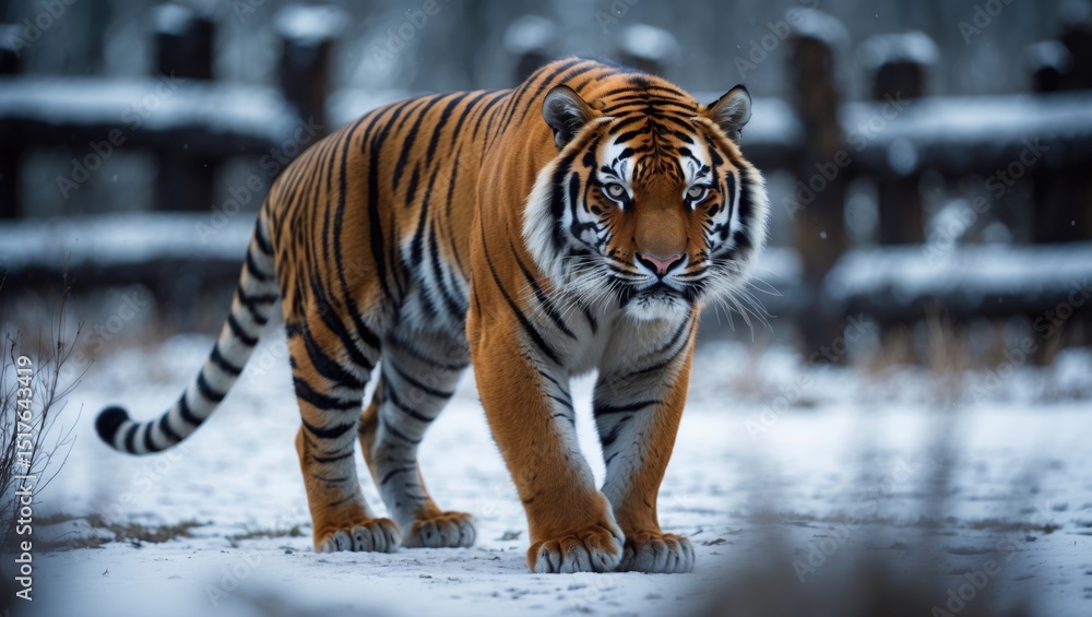 Obraz premium Amur tiger in winter landscape