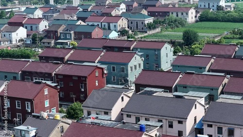 Aerial View of China's New Countryside Residential Clusters: Modernization and Rural Revitalization