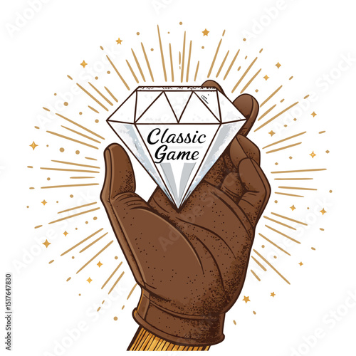 A gloved hand delicately cradles a sparkling diamond, subtly positioned atop classic game Scrabble tiles.