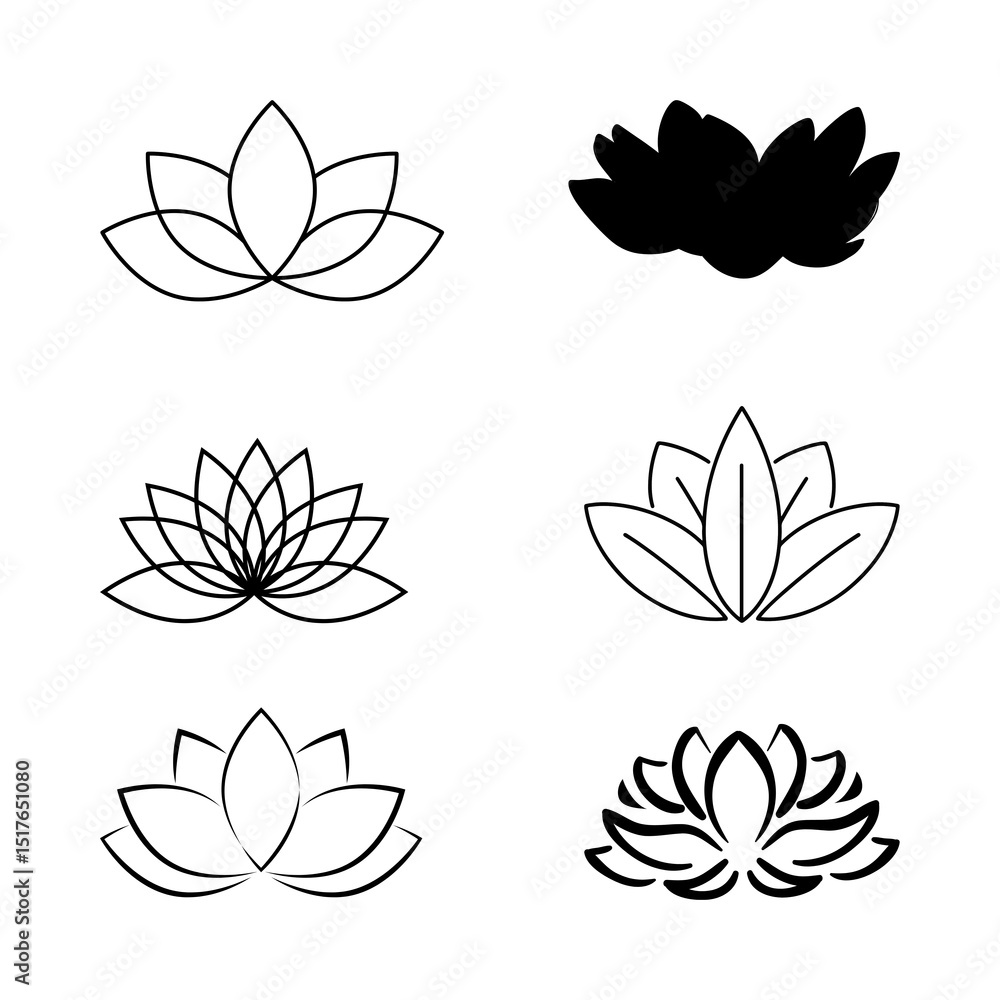set of lotus flowers set of lotus flowers