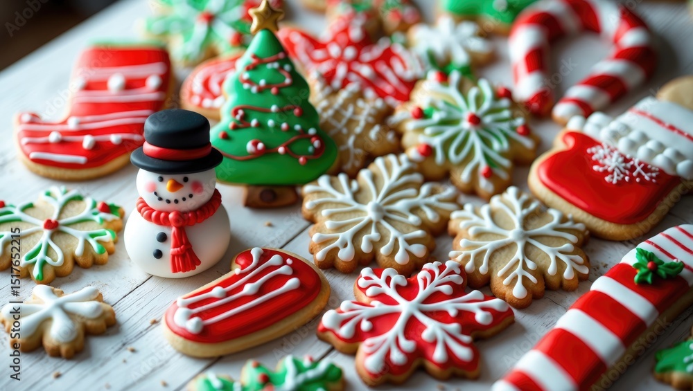 Holiday gingerbread cookies on a white textured background Holiday gingerbread cookies on a white textured background