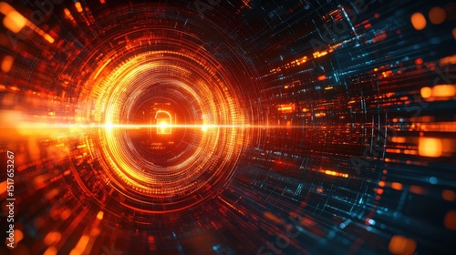 Digital tunnel with a lock graphic.