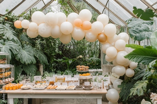 Wallpaper Mural A baby shower hosted in a botanical garden, with biodegradable balloons, organic snacks, and seed packets as sustainable party favors, creating a nurturing and green environment, Torontodigital.ca