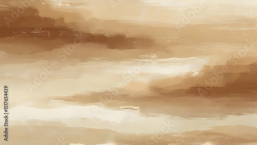 Earthy layered brushstrokes evoke a horizon
