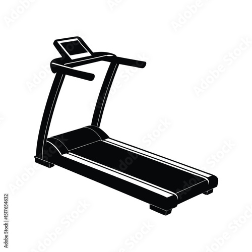 Simple black and white illustration of a treadmill for fitness exercise and workout training